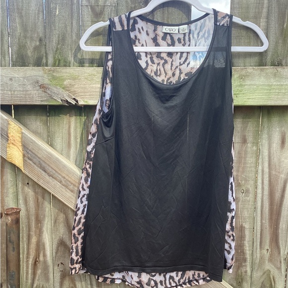 Cato leopard backed faux leather top size M - Picture 1 of 4